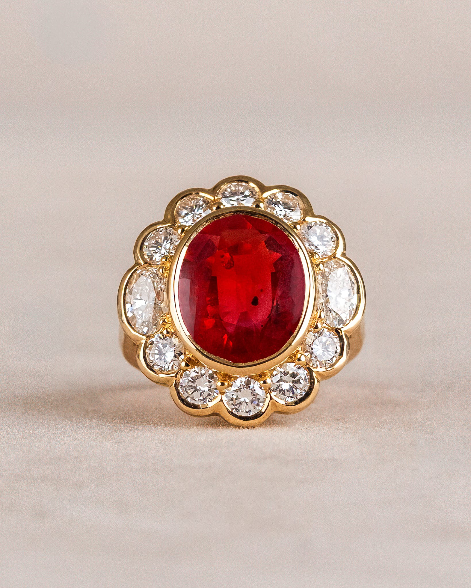 Ruby & Diamond Floral Halo Ring Mrg31