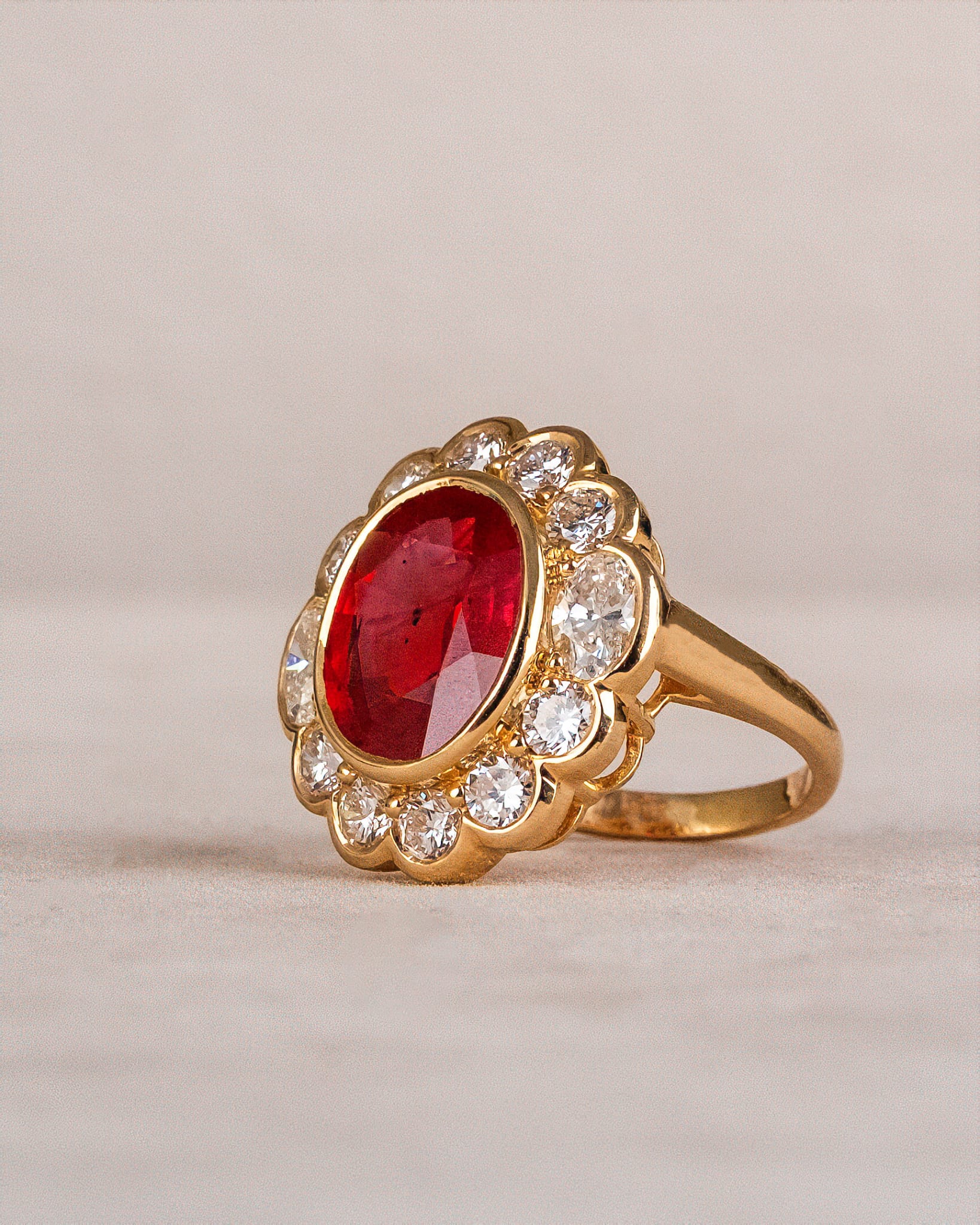 Ruby & Diamond Floral Halo Ring Mrg31